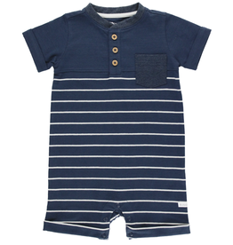Ruffle Butts/Rugged Butts Navy and Gray Stripe Henley Romper
