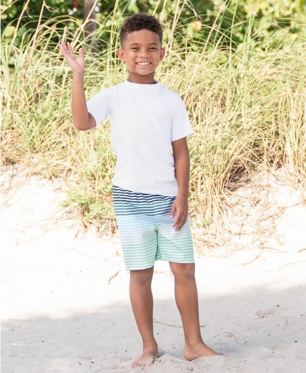 Coastal Stripe Swim Trunks - little orange fish