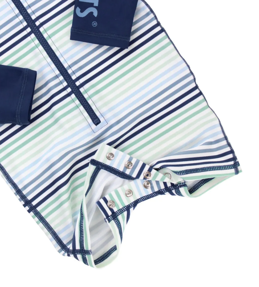 Ruffle Butts/Rugged Butts Coastal Stripes LS One Piece Rash Guard Swimsuit