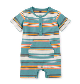 Tea Collection Henley Pocket Baby Romper Patina