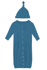 Kickee Pants Gown Converter & Knot Hat Set Cerulean Blue (Solid)