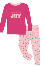Kickee Pants Long Sleeve Graphic Tee Pajama Set Lotus Sprinkles
