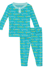 Kickee Pants Print Long Sleeve Pajama Set Confetti Skateboard