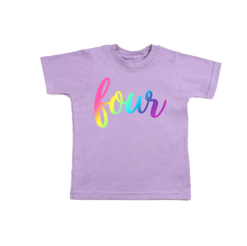 Sweet Wink Four Bright Rainbow Font SS T-Shirt Lavender