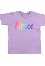 Sweet Wink Three Bright Rainbow Font SS T-Shirt Lavender