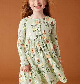 Tea Collection Tiered Henley Dress Freyja Floral Green