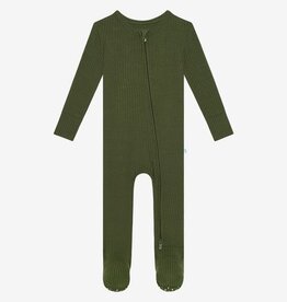 Posh Peanut Pine Solid Ribbed Zippered Footie