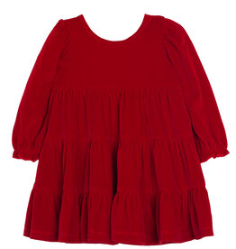 Isobella & Chloe Noella Long Sleeve Velvet Dress Red