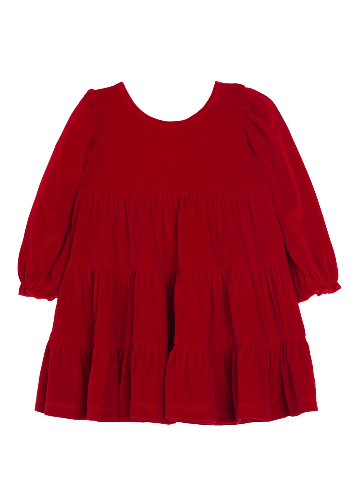 Isobella & Chloe Noella Long Sleeve Velvet Dress Red