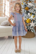 Isobella & Chloe Phoenix Tiered Soft Tulle & Sparkling LS Knit Dress