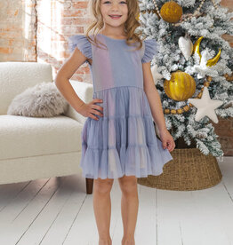 Isobella & Chloe Phoenix Tiered Soft Tulle & Sparkling LS Knit Dress