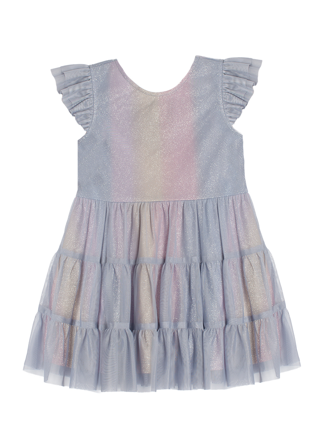 Isobella & Chloe Phoenix Tiered Soft Tulle & Sparkling LS Knit Dress