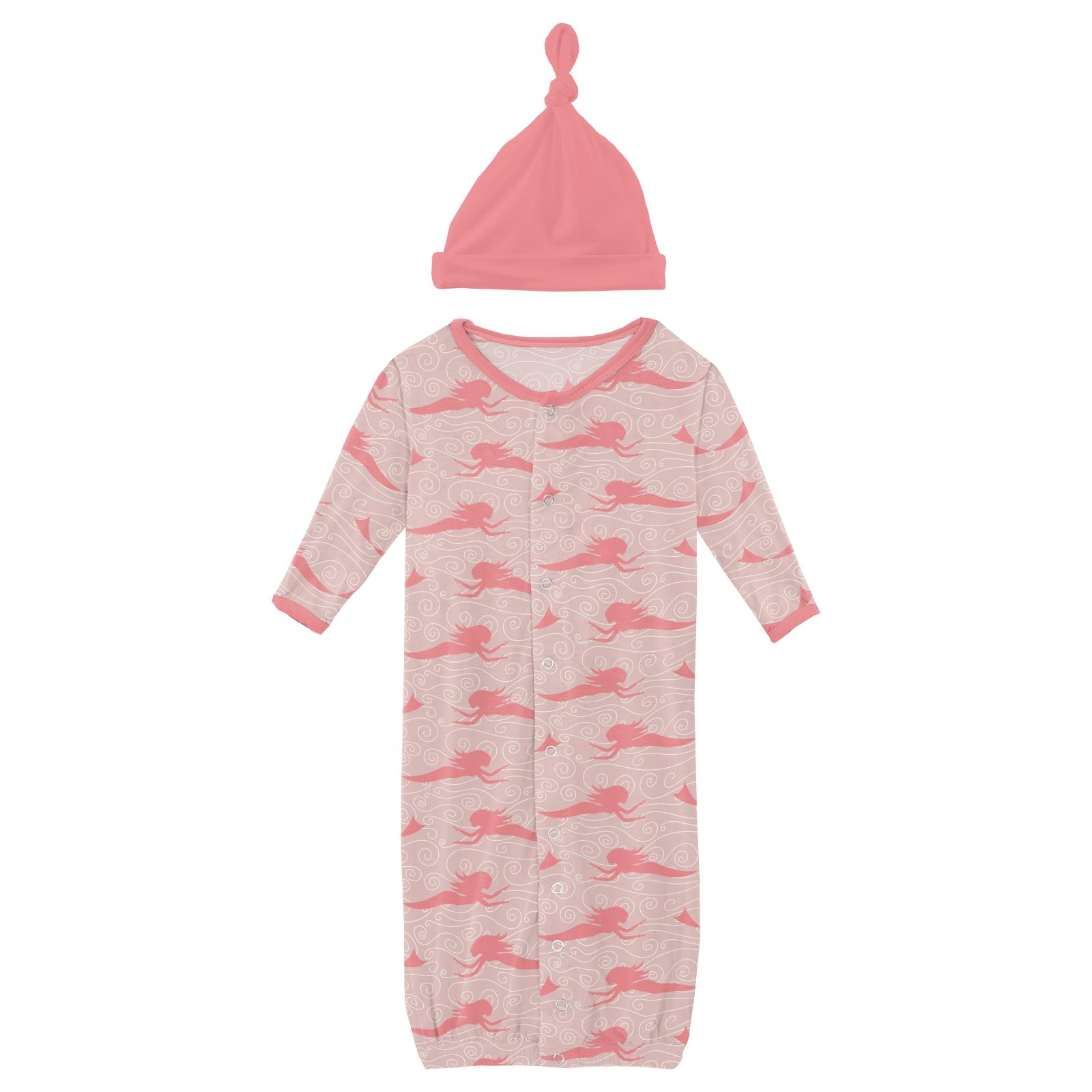 Kickee Pants Print Gown Converter & Hat Set Baby Rose Mermaid
