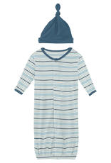 Kickee Pants Print Gown Converter & Hat Set Jetsam Stripe