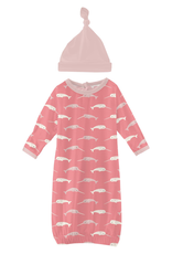 Kickee Pants Print Gown & Hat Set Strawberry Narwhal