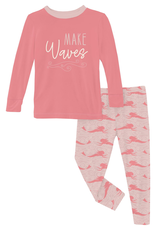 Kickee Pants LS Graphic Tee Pajama Set Baby Rose Mermaid