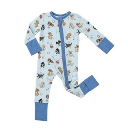 Angel Dear Puppy Alphabet Blue 2 Way Zipper Romper