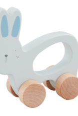 Mud Pie Blue Wood Bunny Pull Toy