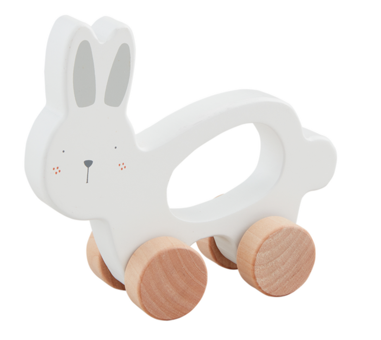 Mud Pie White Wood Bunny Pull Toy