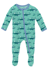 Kickee Pants Print Footie with 2 Way Zipper Glass Later Alligator