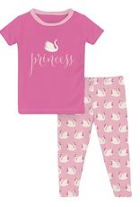Kickee Pants Short Sleeve Graphic Tee Pajama Set Cake Pop Swan Princess