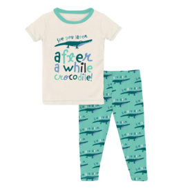 Kickee Pants Short Sleeve Graphic Tee Pajama Set Glass Later Alligator
