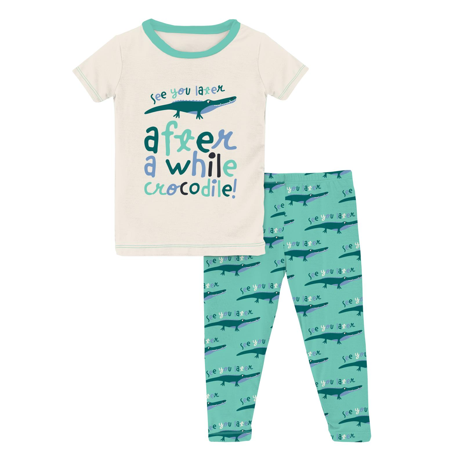 Kickee Pants Short Sleeve Graphic Tee Pajama Set Glass Later Alligator