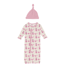 Kickee Pants Print Ruffle Layette Converter & Knot Hat Set Natural Little Bo Peep