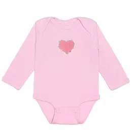 Sweet Wink Heart Patch Long Sleeve Bodysuit Pink