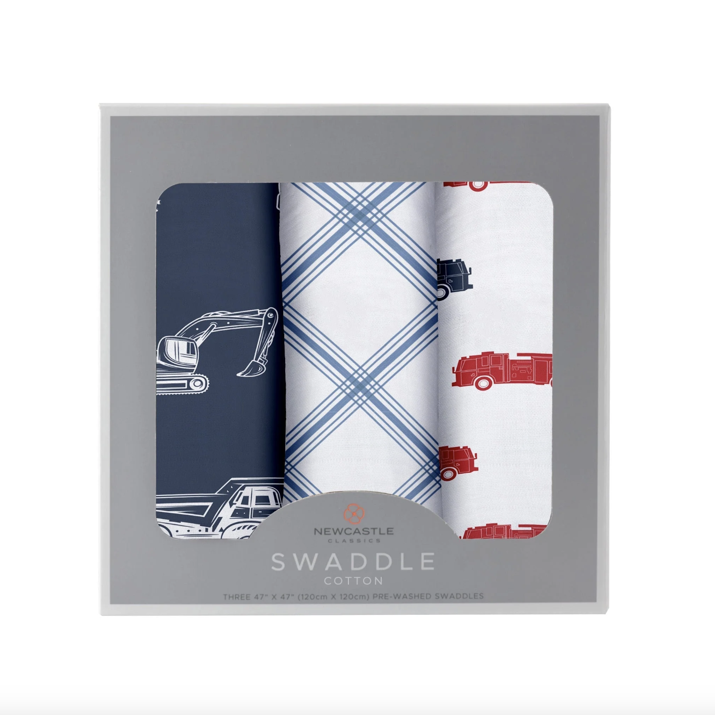 Newcastle Classics Things That Go 3 Pack Cotton Swaddles