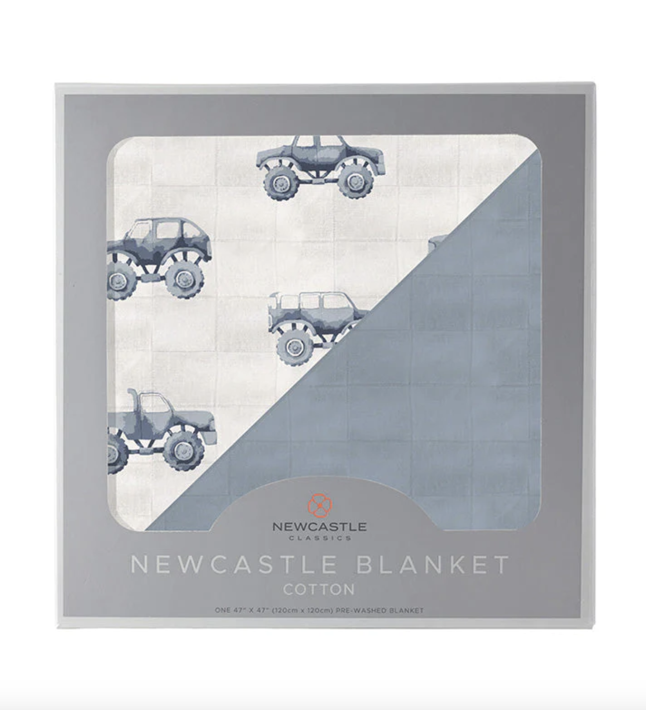 Newcastle Classics Indigo Monster Trucks/Blue Fog Solid Blanket