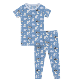 Kickee Pants Print Short Sleeve Pajama Set Dream Blue Hey Diddle Diddle