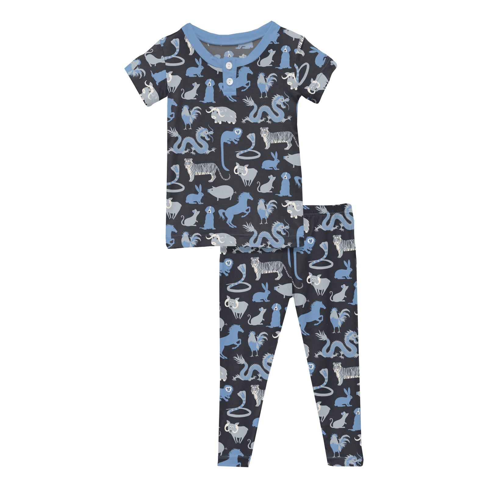 Kickee Pants Print Short Sleeve Henley Pajama Set Deep Space Chinese Zodiac