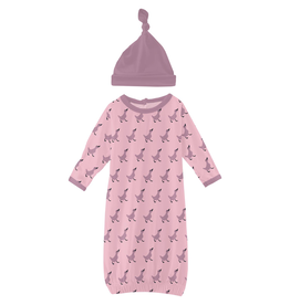 Kickee Pants Print Layette Gown & Knot Hat Set Cake Pop Ugly Duckling