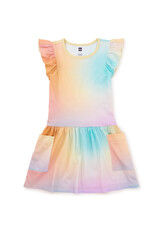 Tea Collection Flutter Sleeve Pocket Dress Rainbow Gradient