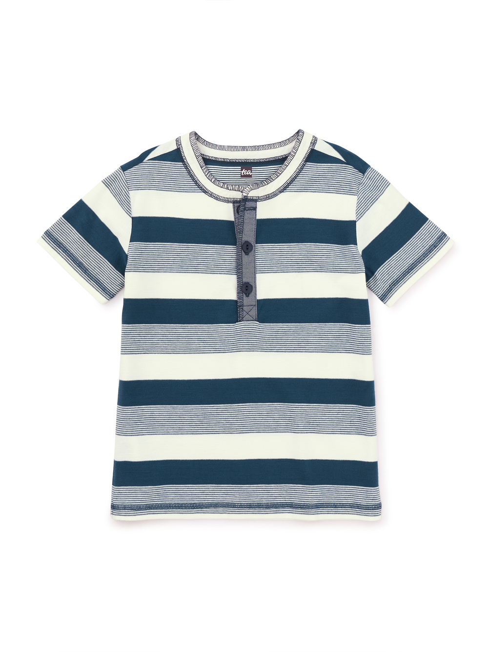 Tea Collection Henley Tee Whale Blue Stripe