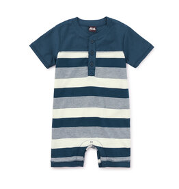 Tea Collection Henley Baby Romper Whale Blue Stripe