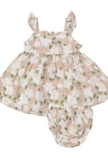 Angel Dear Magnolias Paperbag Ruffle Sundress with Diaper Cover