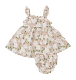 Angel Dear Magnolias Paperbag Ruffle Sundress with Diaper Cover