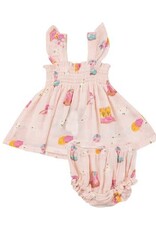 Angel Dear Daisy Boots Ruffle Strap Smocked Top and Diaper Cover