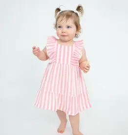 Angel Dear Pink Stripe Picot Edged Dress & Diaper Cover Set