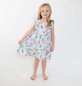 Angel Dear Hydrangeas Picot Trim Edged Dress & Diaper Cover Set