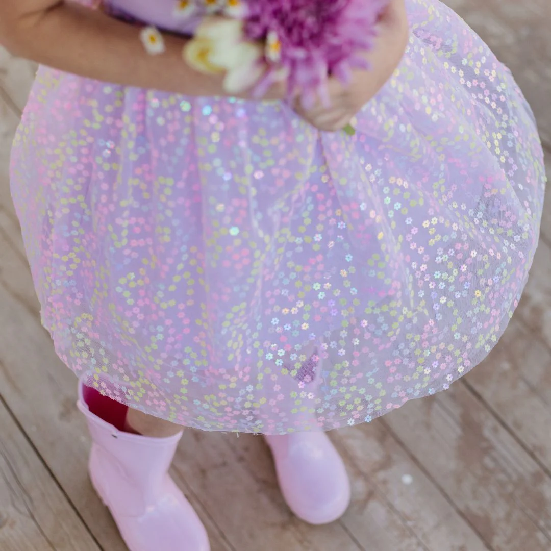 Sweet Wink Lavender Confetti Flower Tank Dress