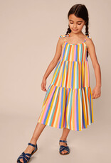 Tea Collection Tie Shoulder Tiered Dress Lamu Sunset Stripe