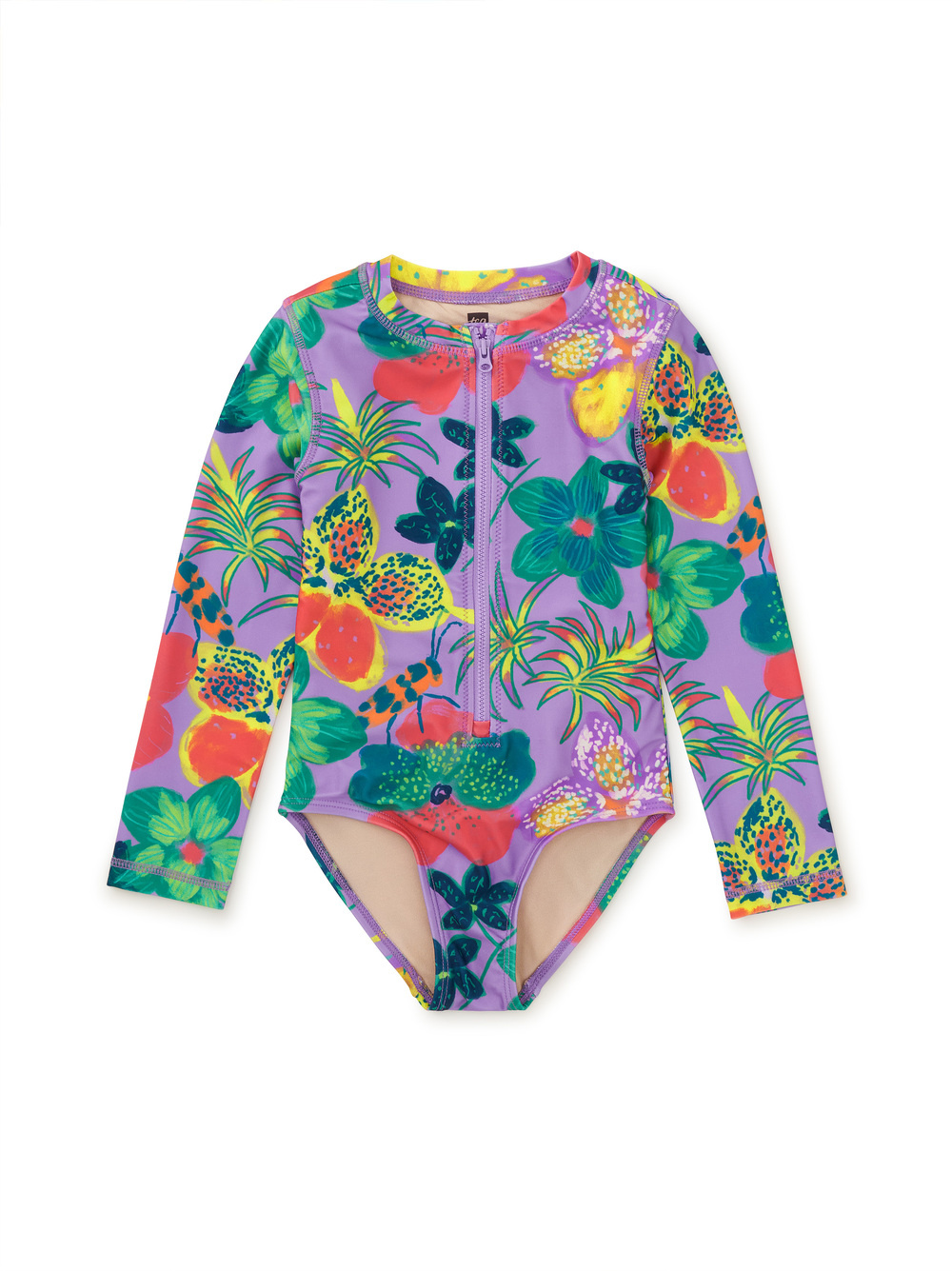 Tea Collection Long Sleeve One-Piece Swimsuit Hanging Flowers of Malindi