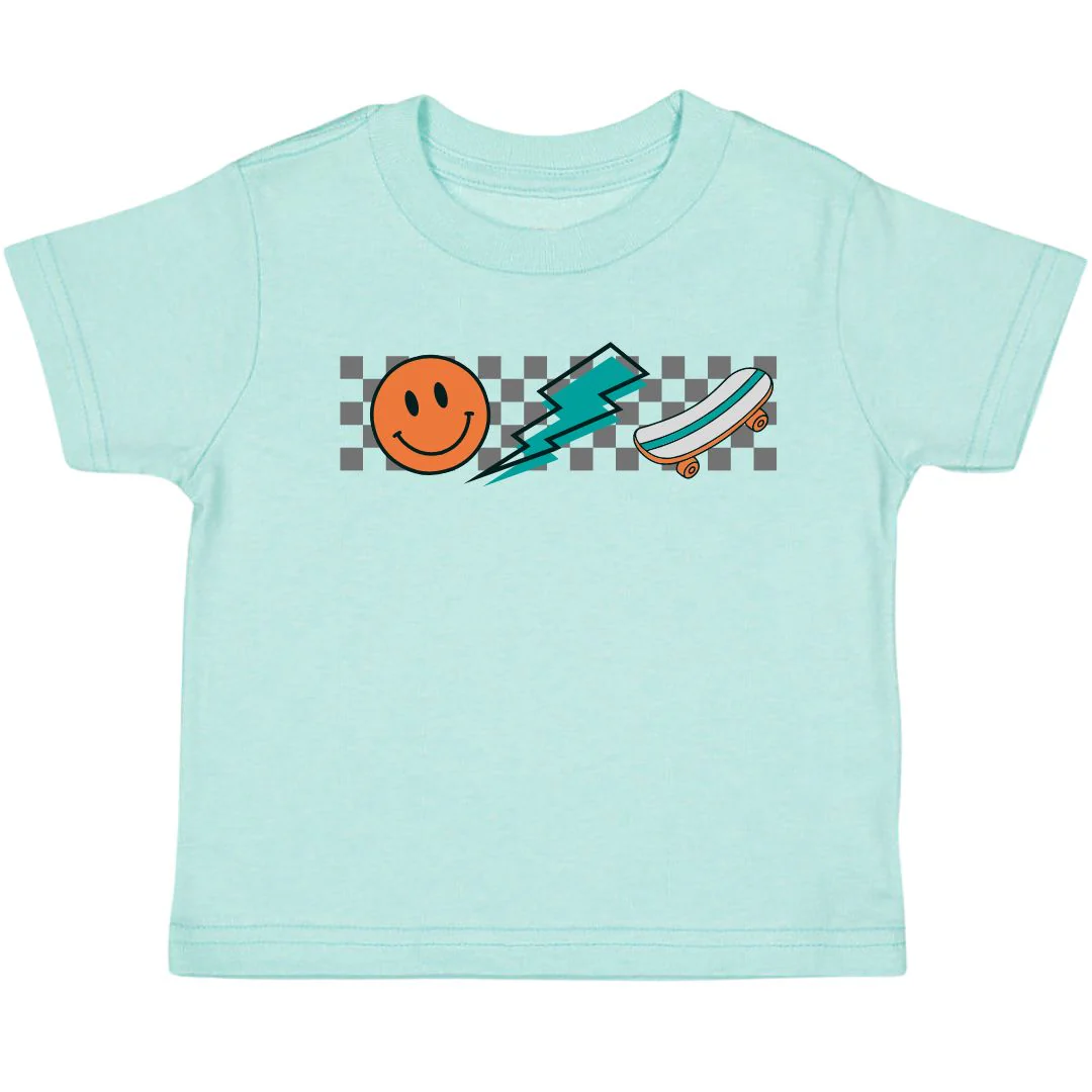 Sweet Wink Happy Skater Dude Short Sleeve T-Shirt Aqua