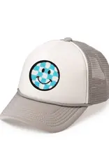 Sweet Wink Smiley Checker Patch Trucker Hat Gray/White (Youth)