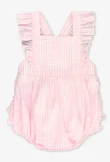 Ruffle Butts/Rugged Butts Pinafore Cross-Back Woven Romper Pink Gingham