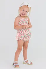 Ruffle Butts/Rugged Butts Ruched Tie Bubble Romper English Roses