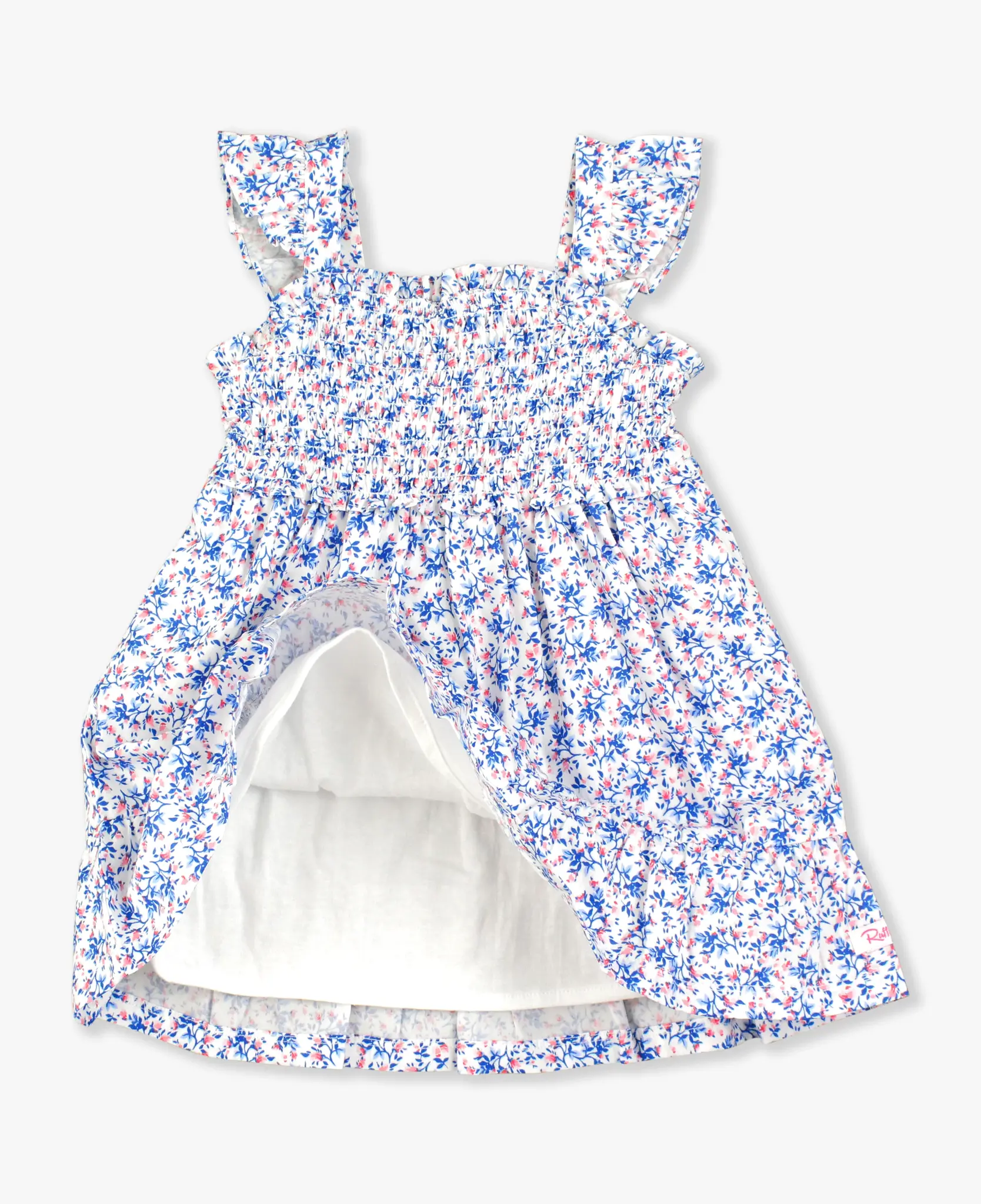 Ruffle Butts/Rugged Butts Smocked Flutter Strap Dress Cottage Tea Time